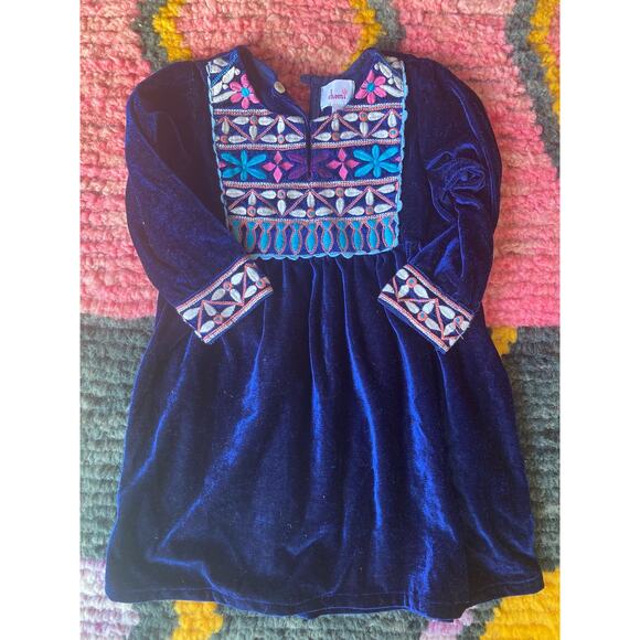 Cheeni Velvet Dress Girls Toddler Embroidered Flowers ~ Sz 3 3T Darling! - Picture 2 of 6